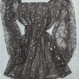 Forever 21 Silver Sequin Lace Dress